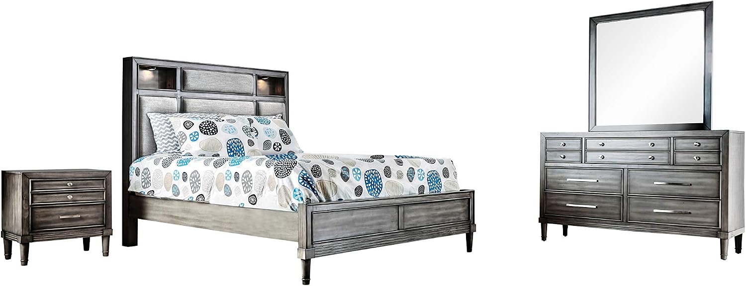 24/7 Shop at Home Shandley Contemporary 4-Piece California King Bedroom Set, Gray