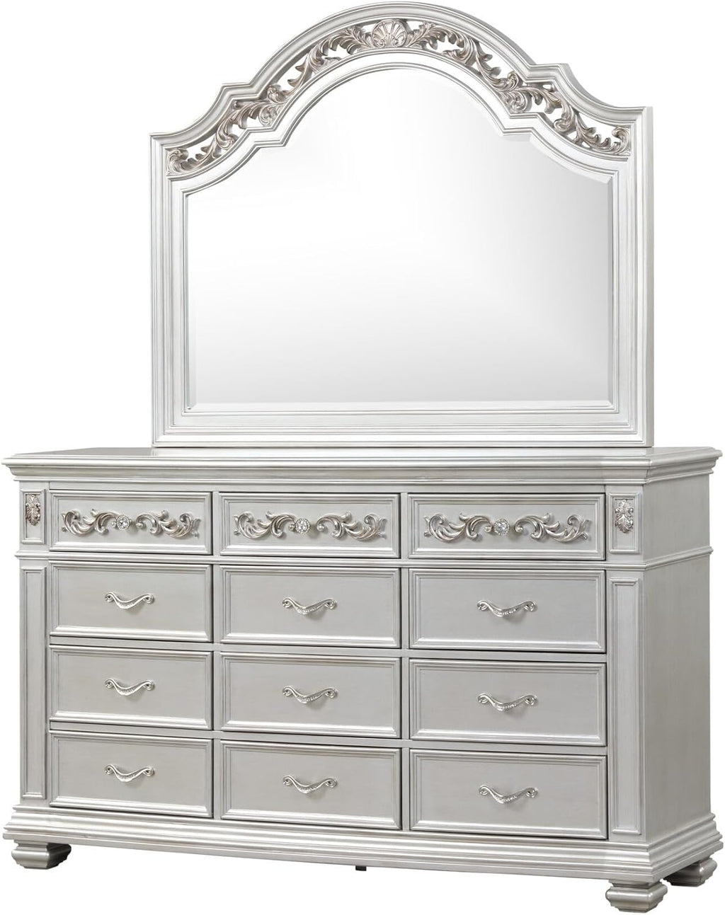 First of a Kind Valentina Silver Queen 5 Piece Bedroom Set