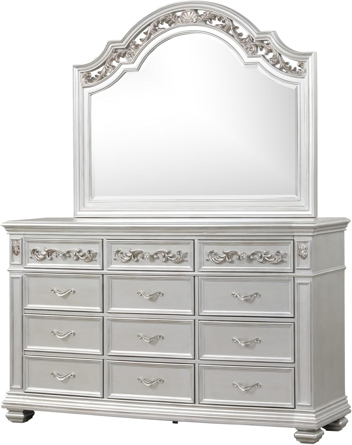 First of a Kind Valentina Silver Queen 5 Piece Bedroom Set