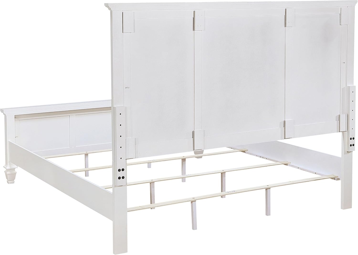 Coaster Home Furnishings Sandy Beach Coastal 5-Piece Bedroom Set Eastern King Size Panel Bed Frame 63-inch Headboard Cream White 201301KEN-S5