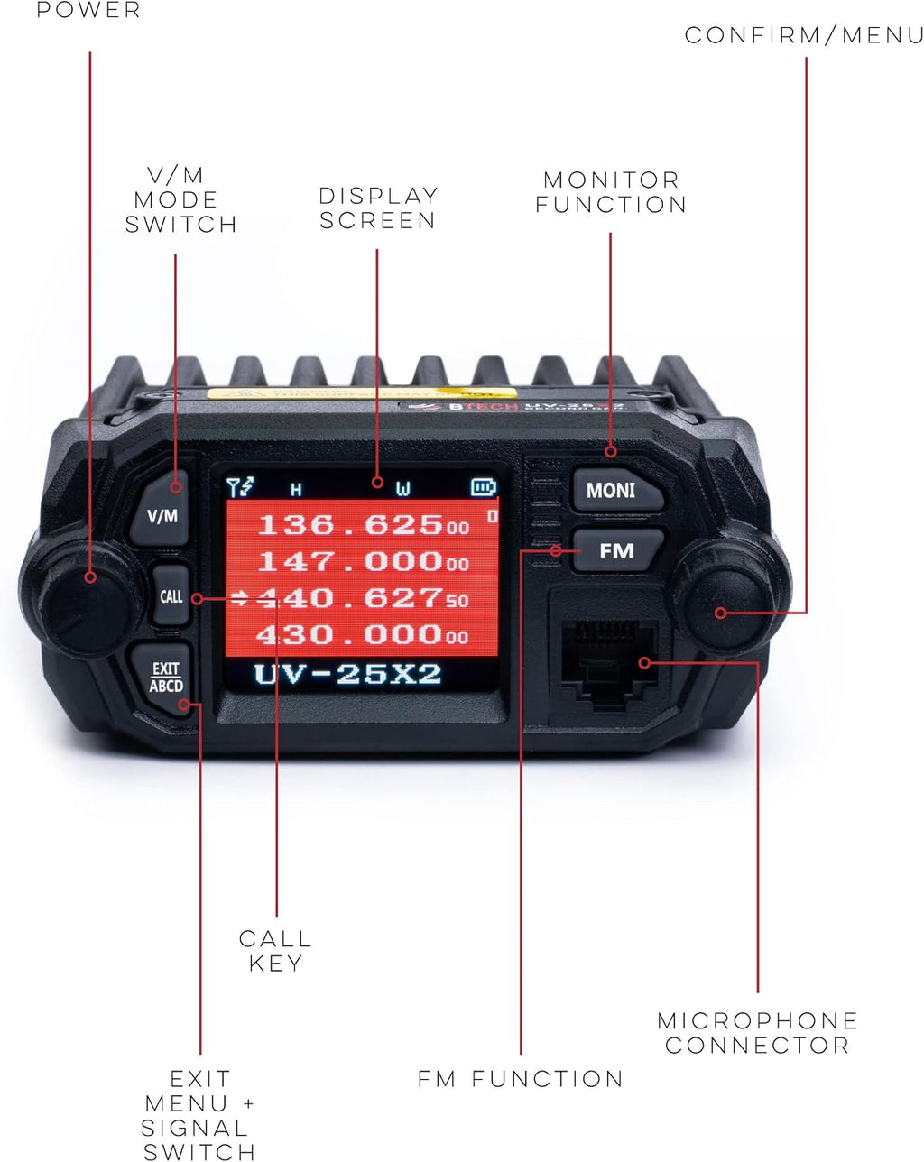 BTECH UV-25X2 (Second Gen.) Mini Mobile 25 Watt Dual Band Base, Mobile Radio: VHF, UHF Amateur (Ham)