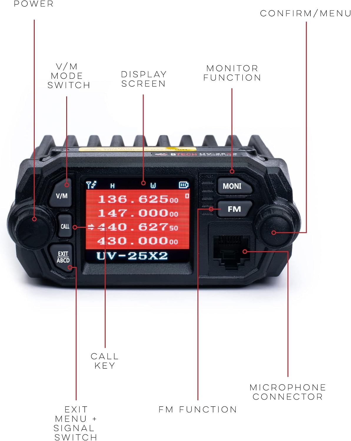 BTECH UV-25X2 (Second Gen.) Mini Mobile 25 Watt Dual Band Base, Mobile Radio: VHF, UHF Amateur (Ham)