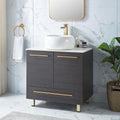 30' Bathroom Vanity, Black Bathroom Cabinet Combo, Modern Sink Vanity Set, Round Countertop Sink, 2 Doors 1 Drawer