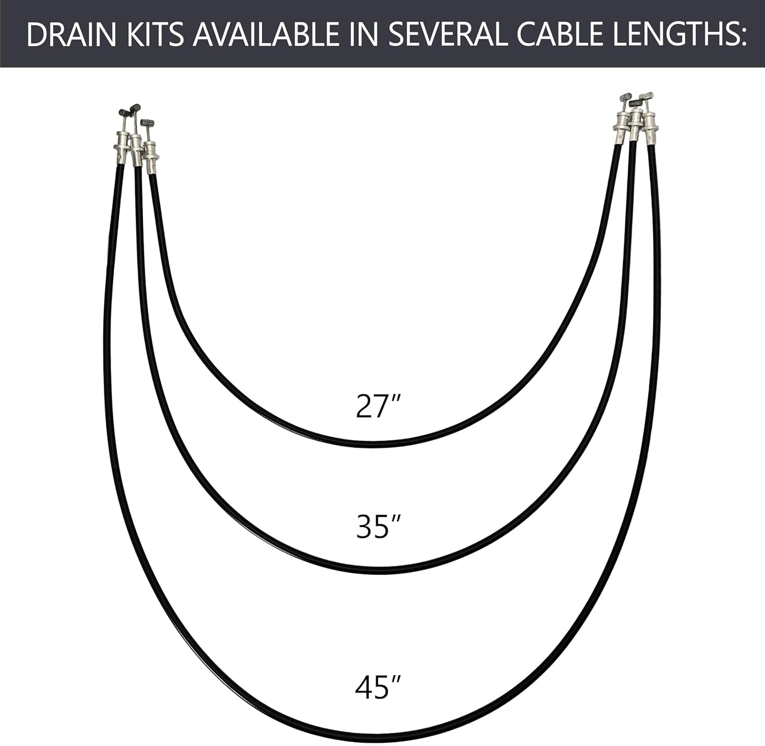Westbrass A50A35-62 35' SCH. 40 ABS Cable Driven Bath Drain Trim Kit with Rotary Overflow Cover Knob and Pop-Up Stopper, Matte Black