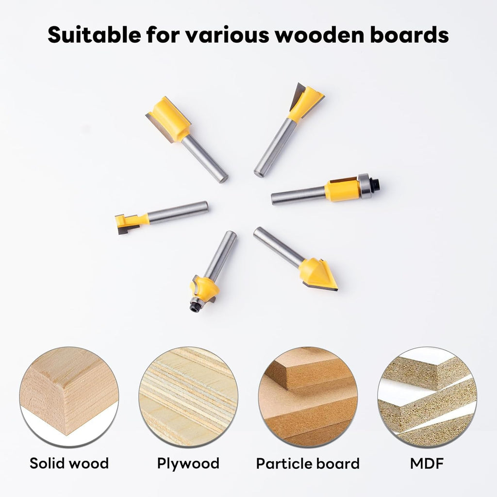 100 Pieces Router Bit Set, Router Bits 1/4 Inch Shank with Aluminum Storage Case Tungsten Carbide Router Bits Kit for Professional Woodworking