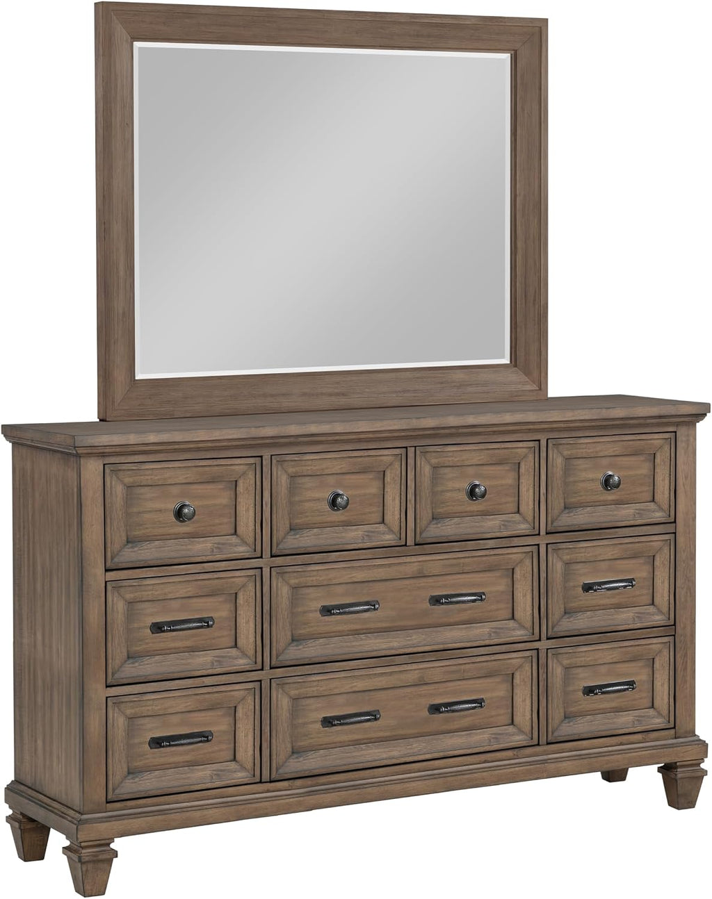 New Classic Furniture Mariana 5-Piece Wood King Bedroom Set with 2 Nightstands, Vintage Mocha