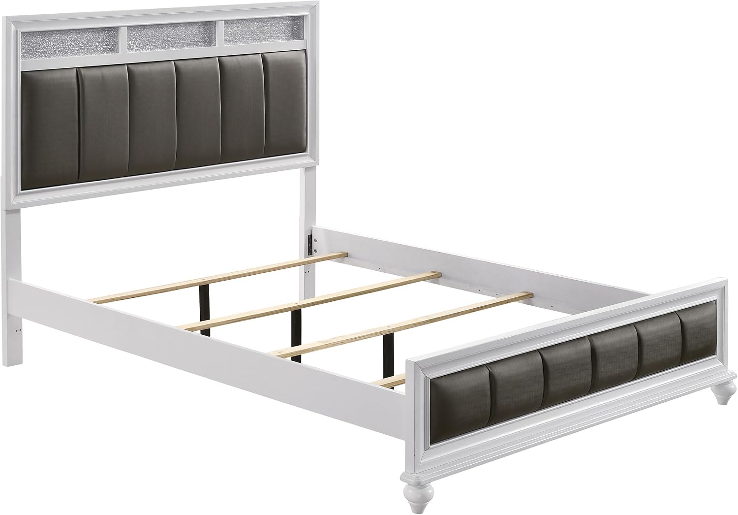 Coaster Home Furnishings Barzini Modern Classic 5-Piece Bedroom Set Leatherette Upholstered California King Size Panel Bed Frame 56-inch Headboard White 205891KW-S5