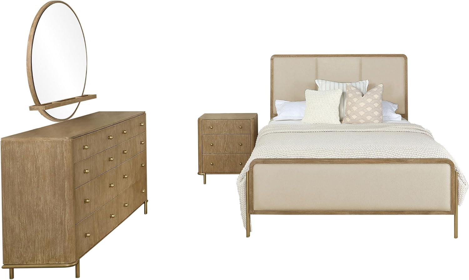 Coaster Home Furnishings Arini 4-Piece Eastern King Bedroom Set Cream and Sand Wash 224301KECRM-S4