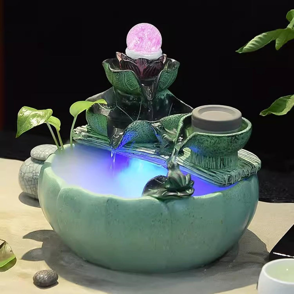 Tabletop Fountain Alpine Fountain Small Decoration Recycling Indoor Crystal Fish Tank Opening ttraction Wealth Desktop Decoration Desktop Fountain Indoor Waterfall(Large)