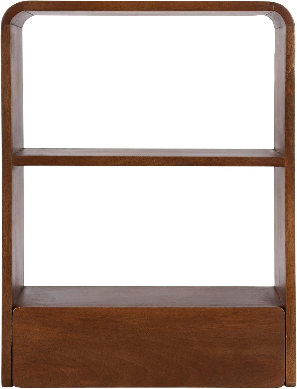 Kate and Laurel Kato Modern Wall Shelf with Drawer; 18 x 24; Walnut Brown; Decorative Over The Toilet Shelf for Use as Bathroom Storage or Living Room Display Shelf