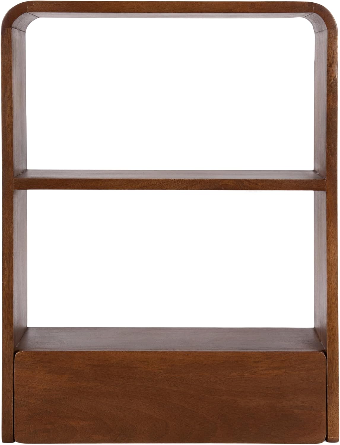 Kate and Laurel Kato Modern Wall Shelf with Drawer; 18 x 24; Walnut Brown; Decorative Over The Toilet Shelf for Use as Bathroom Storage or Living Room Display Shelf