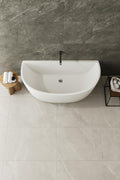 Carver Tubs - Trinity 69'- Modern White Freestanding Soaking Bathtub, With Oil Rubbed Bronze Drain - Semicircle Acrylic Fiberglass Modern Spacious Tub - Deep Relaxing Soak - 69'L x 31'W x 23.5'H