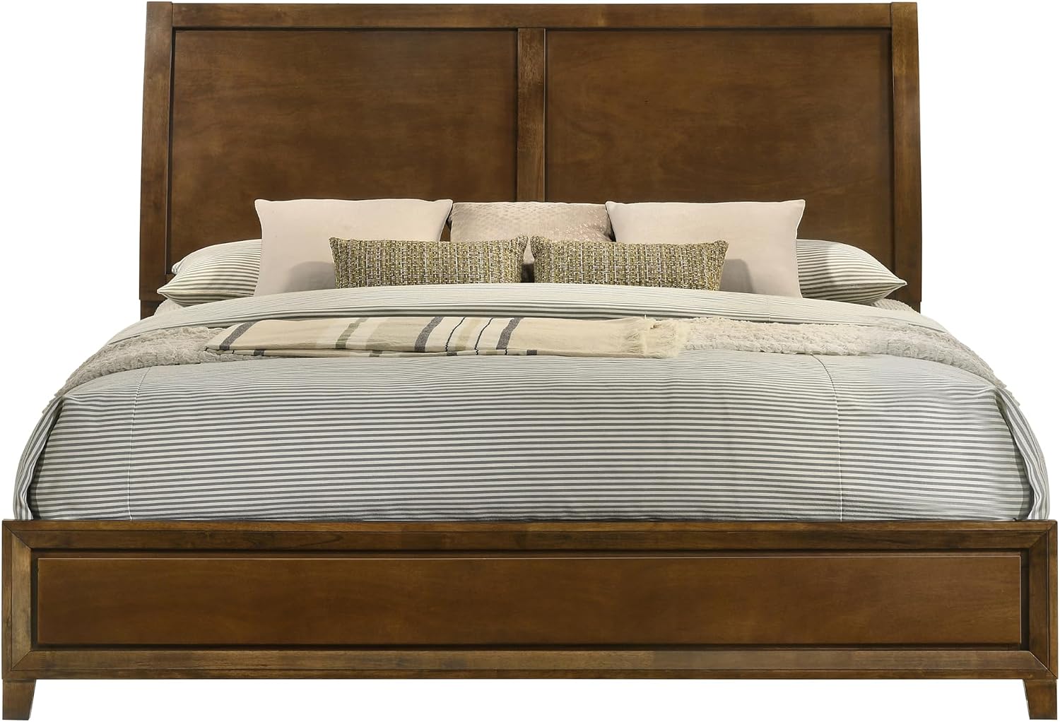 New Classic Furniture Ballard 5-Piece Wood Cal King Bedroom Set with 2-Nightstands, Walnut Brown