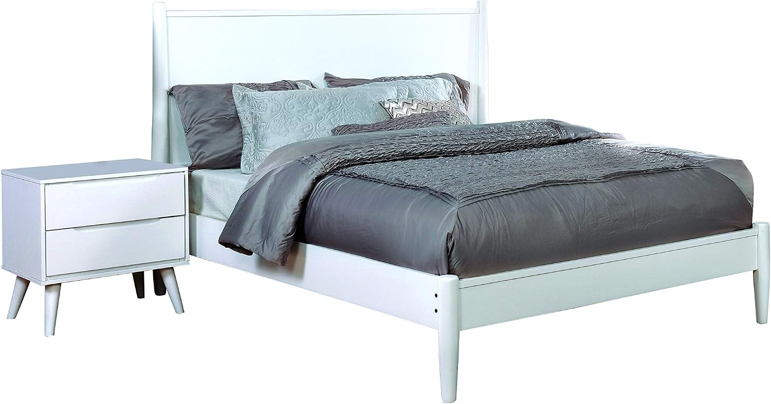 24/7 Shop at Home Chopard Contemporary Wood Bedroom Set, 2-Piece Queen Bedroom Set, White
