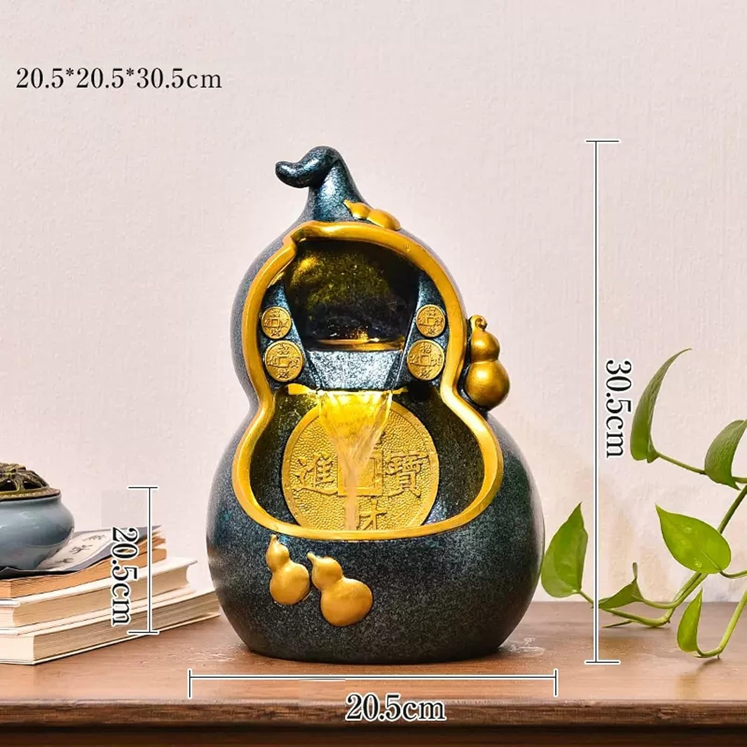 Desktop Fountain Tabletop Fountain Resin Gourd Shape Desk w Natural Flowing Water, Fountains Indoor for Home Office Living Room Desktop Decoration