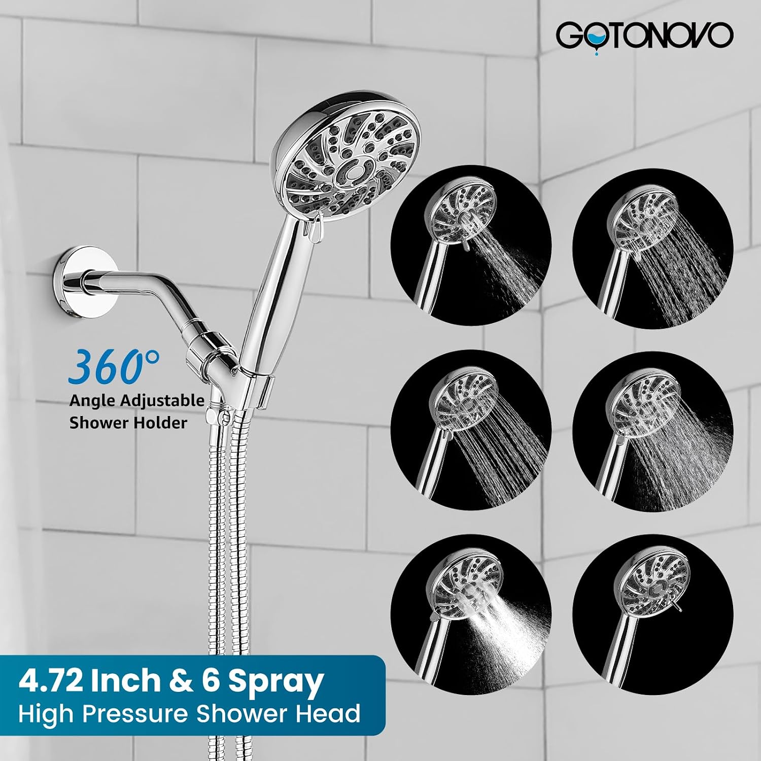 gotonovo 3 Hole 2 Handles Lavatory Basin Bathroom Sink Faucet with Shower Faucet Set Bathroom Shower Head and Handle Set Polished Chrome