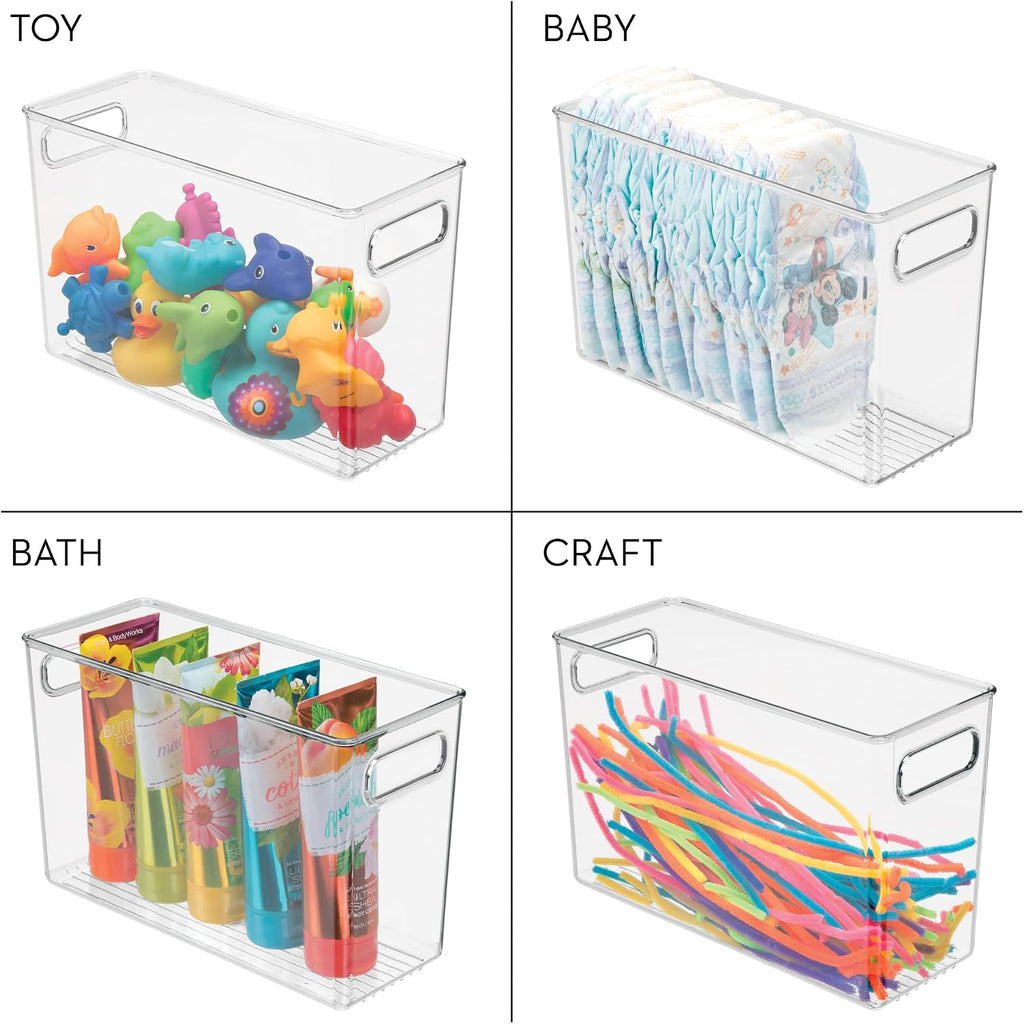 iDesign Tall Plastic Storage Bin with Handles for Fridge or Freezer - Set of 8 - Clear - Made in USA