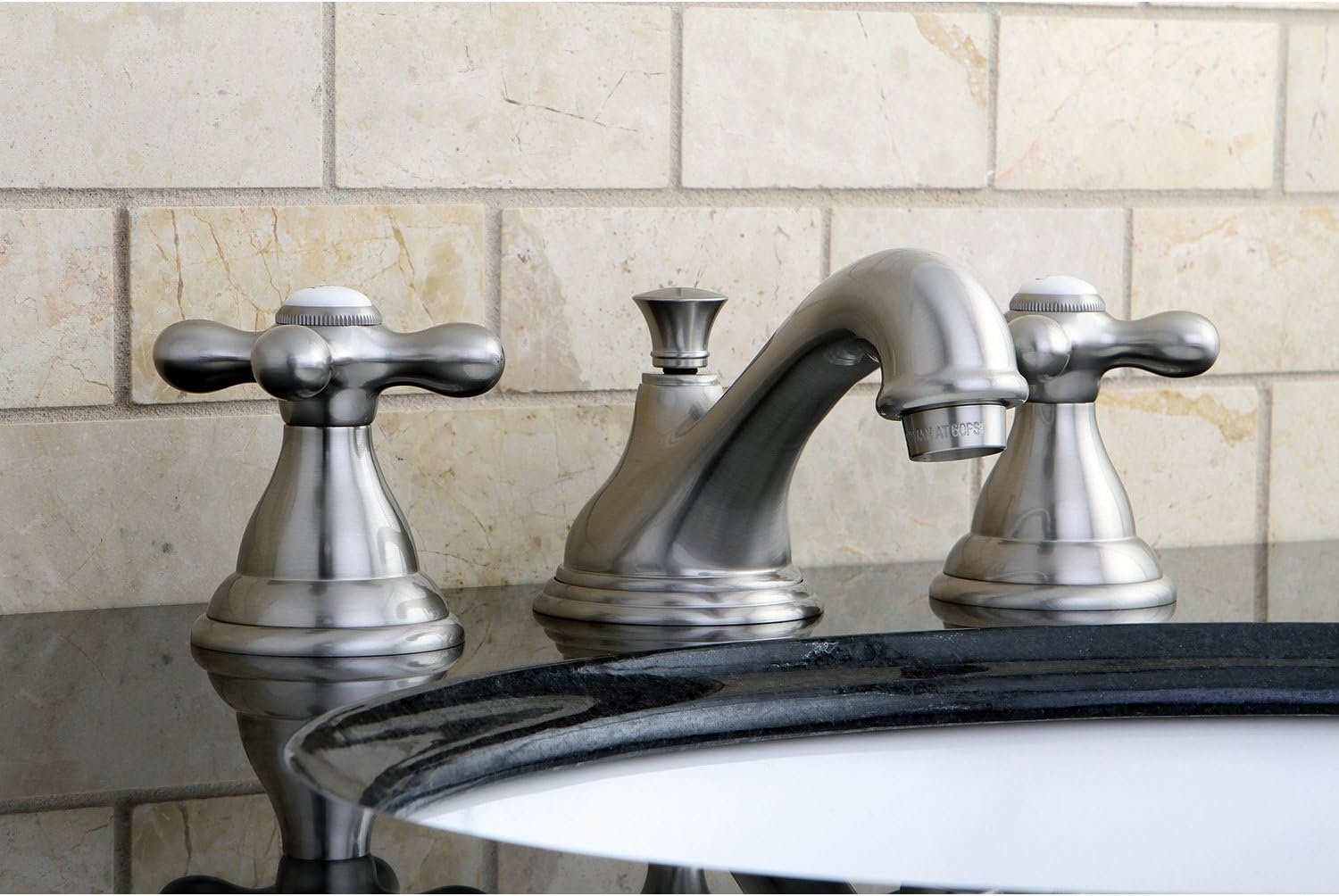 Kingston Brass KS5568AX Royale Widespread Lavatory Faucet with Metal Cross Handle, Brushed Nickel