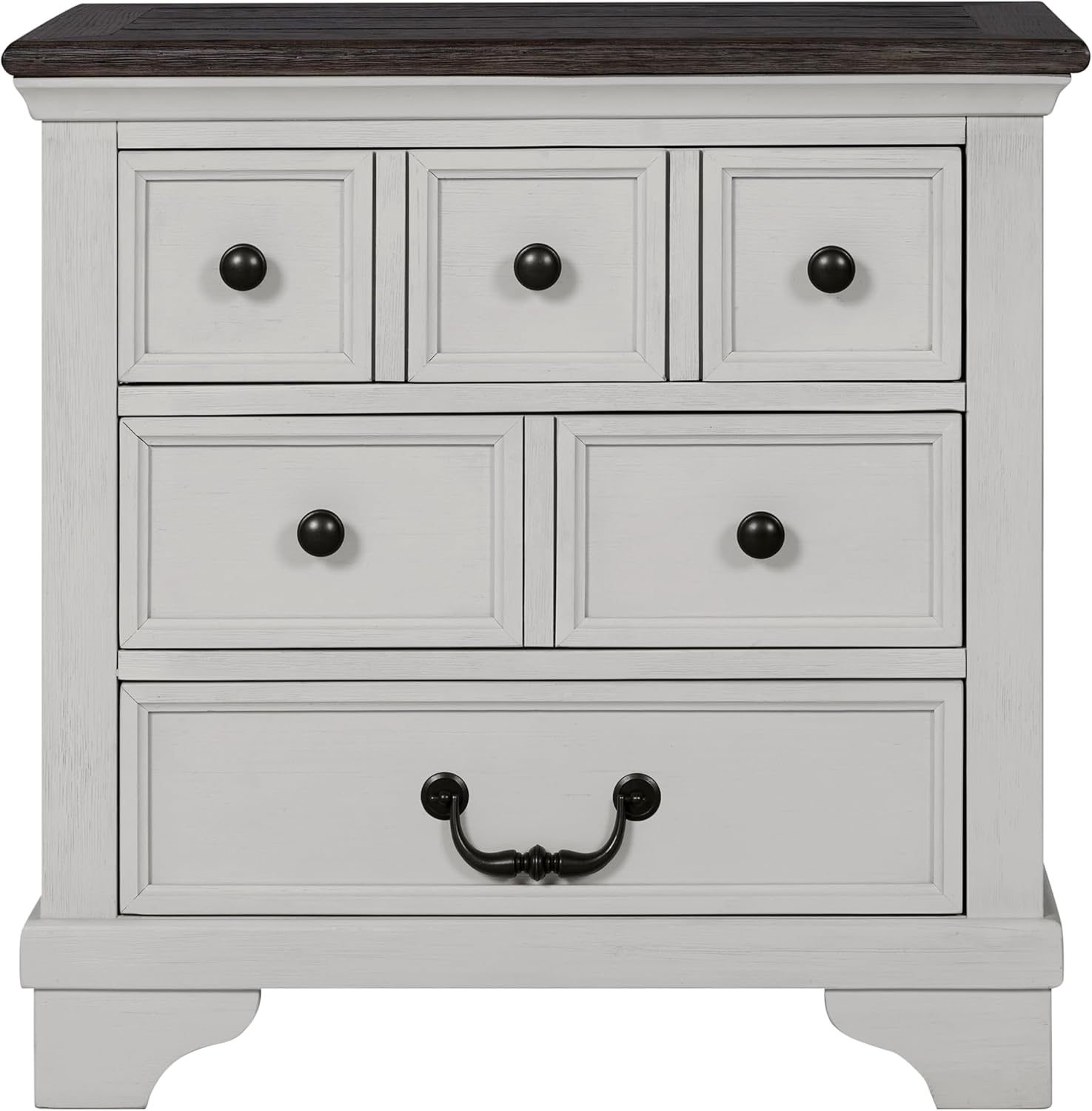 Furniture of America Roden Modern Solid Wood 5-Piece Bedroom Set with Storage Footboard, USB Chargers on Nightstand, Drop Handle Pulls, No Box Spring Needed, King, White