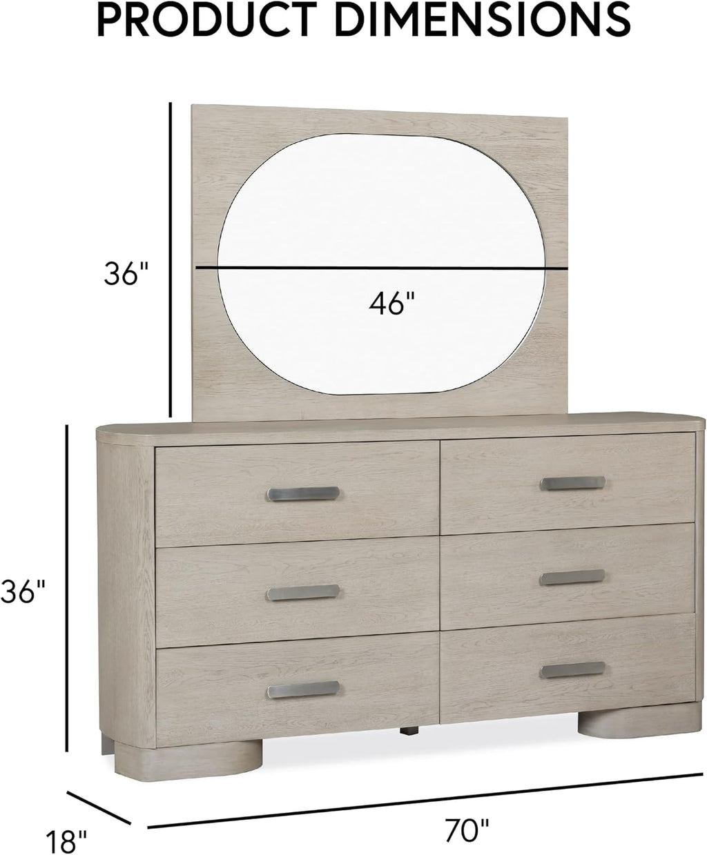 Furniture of America Nainsted Modern Wood 5-Piece Bedroom Set with Padded Headboard, USB Chargers on Nightstand, Metal Slide Glides, Rounded Edges, Box Spring Needed, King, White Oak