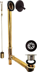 Westbrass D324-20G-12 22-1/2' Brass Bath Waste & Overflow Assembly with Trip Lever and Beehive Strainer Grid Drain, Oil Rubbed Bronze