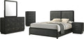 Coaster Home Furnishings - Cavelle - Wood - 5-Piece Bedroom Set with Panel Bed, Metal Knobs, and Upholstered Headboard - Bedroom - Full Size - Black - 223661F-S5