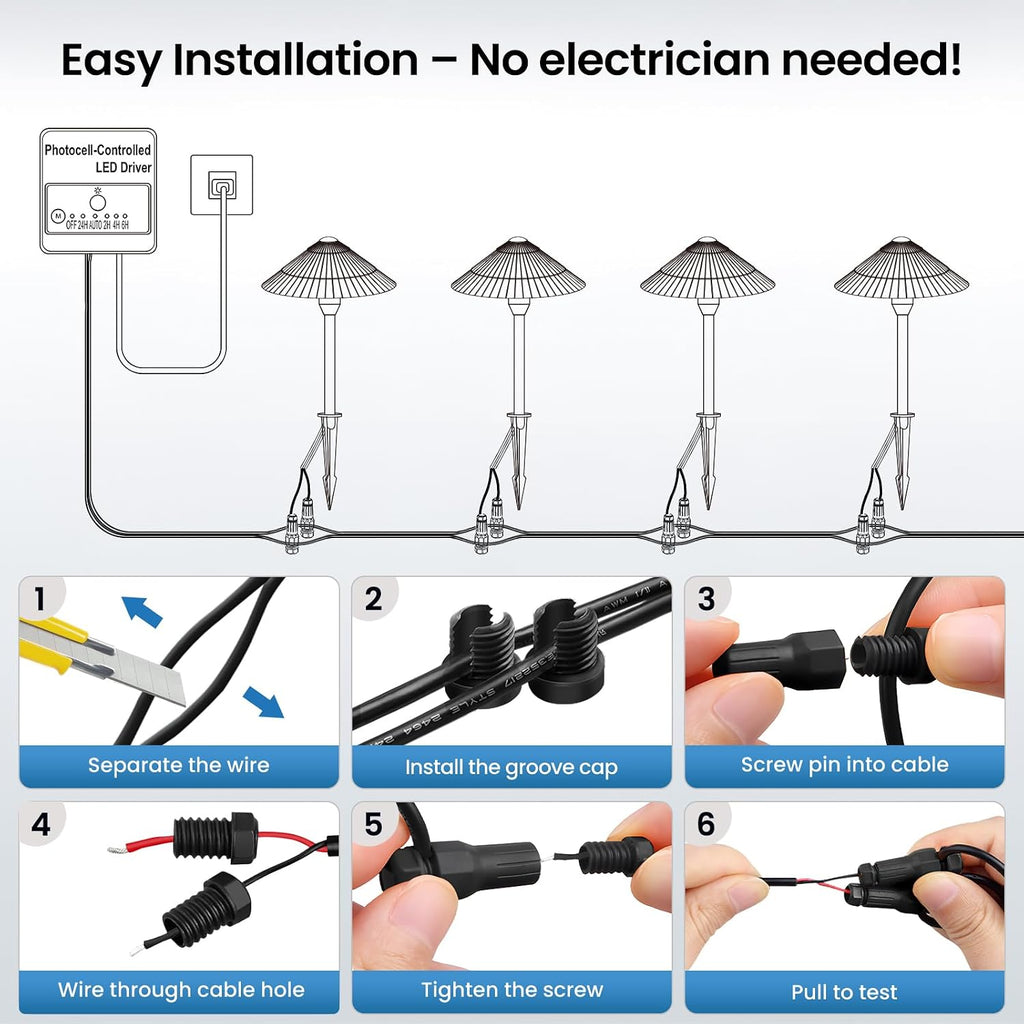 ZZXX All-in-One Low Voltage Landscape Lighting Kit 12-Pathway Lights with 96W Transformer, 5W LED Landscape Lighting Low Voltage 12-24V,IP66 Waterproof Outdoor Lights 2700K for Yard Patio Walkway