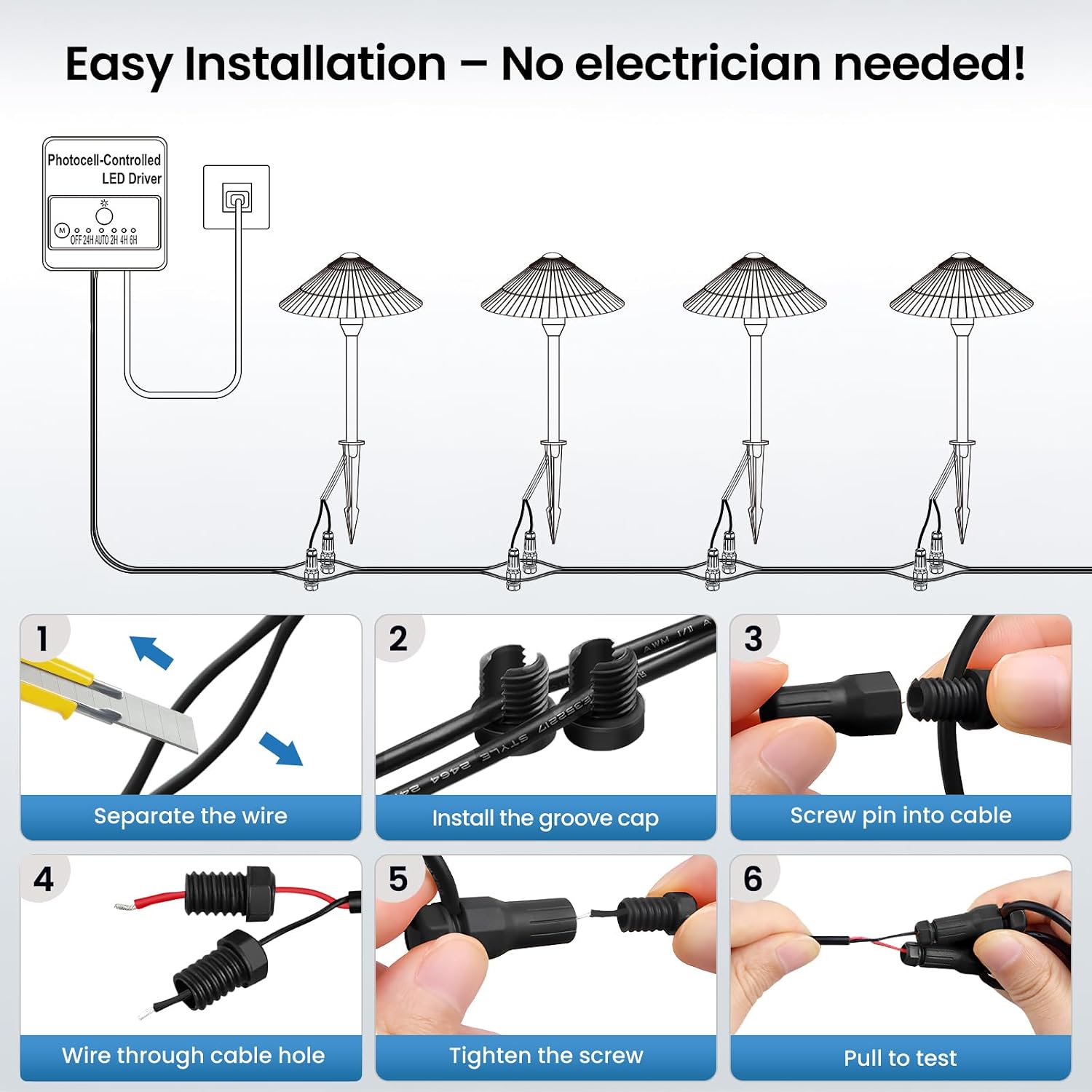 ZZXX All-in-One Low Voltage Landscape Lighting Kit 8-Pathway Lights with 96W Transformer, 5W Dusk to Dawn Outdoor Lighting, IP66 Waterproof LED Landscape Lights, Outdoor Lights 2700K for Yard Patio