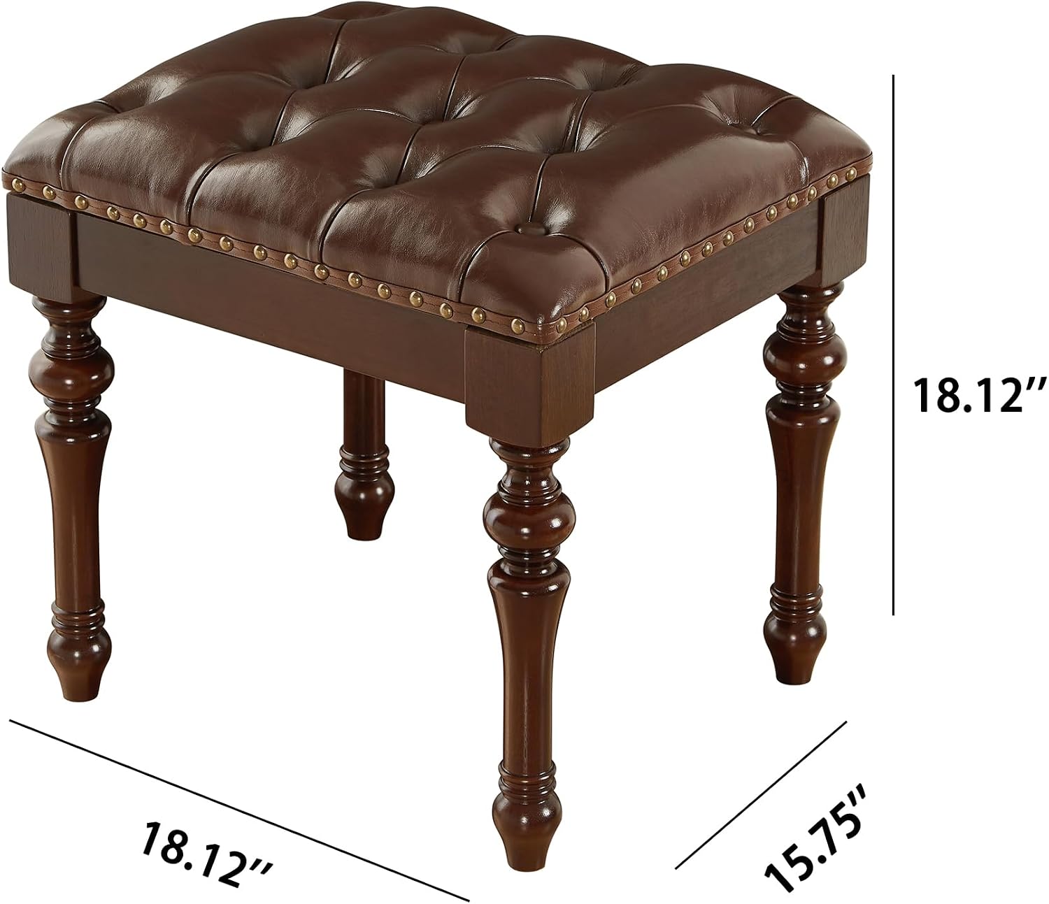 Vanity Bench with Nail Trim, Piano Bench, Desk Stool with Microfiber Leather Upholstered Stool for Bedrooms, Dinning Room, Cloakroom, Piano Room