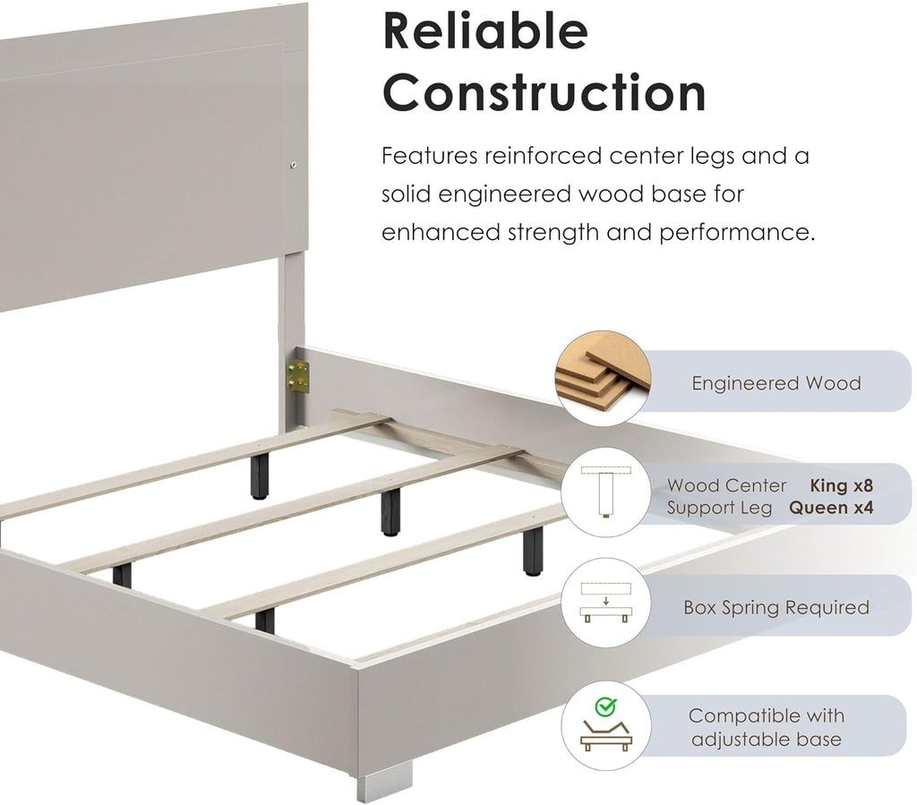Furniture of America Alistair Modern Wood 3-Piece Bedroom Collection with Bed Frame and 2-Drawer Nightstands Set of 2, Box Spring Required, White, Queen