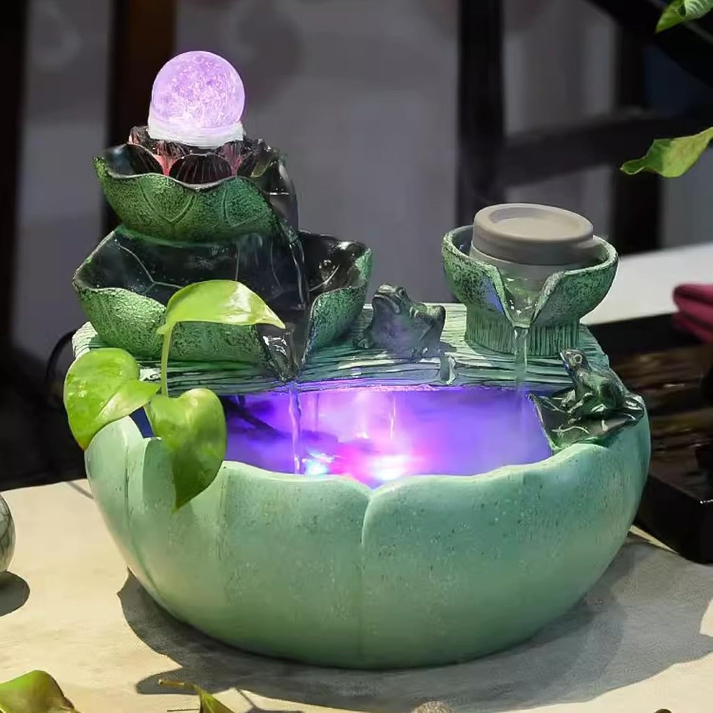 Tabletop Fountain Alpine Fountain Small Decoration Recycling Indoor Crystal Fish Tank Opening ttraction Wealth Desktop Decoration Desktop Fountain Indoor Waterfall(Medium)