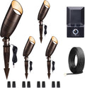 Low Voltage Landscape Lighting Kit, 4 Pack 3000K/4000K/5000K Adjustable Spotlights and 100W Transformer and 100FT Cable and 20 Wire Connectors, Aluminum ORB Waterproof Uplight for Tree Yard