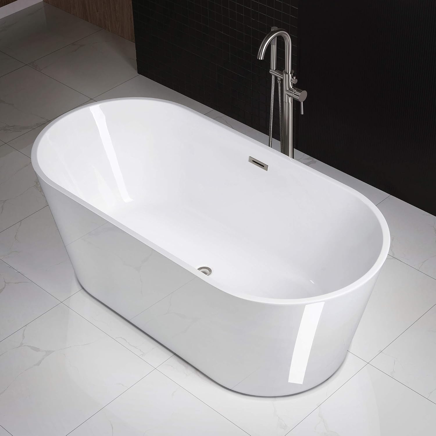 WOODBRIDGE B0013-B/N-Drain &O Bathtub, Brushed Nickel