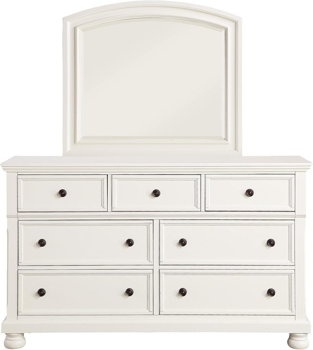 Ben Four Piece Queen Size Bedroom Set- Transitional Style- White- Bronze