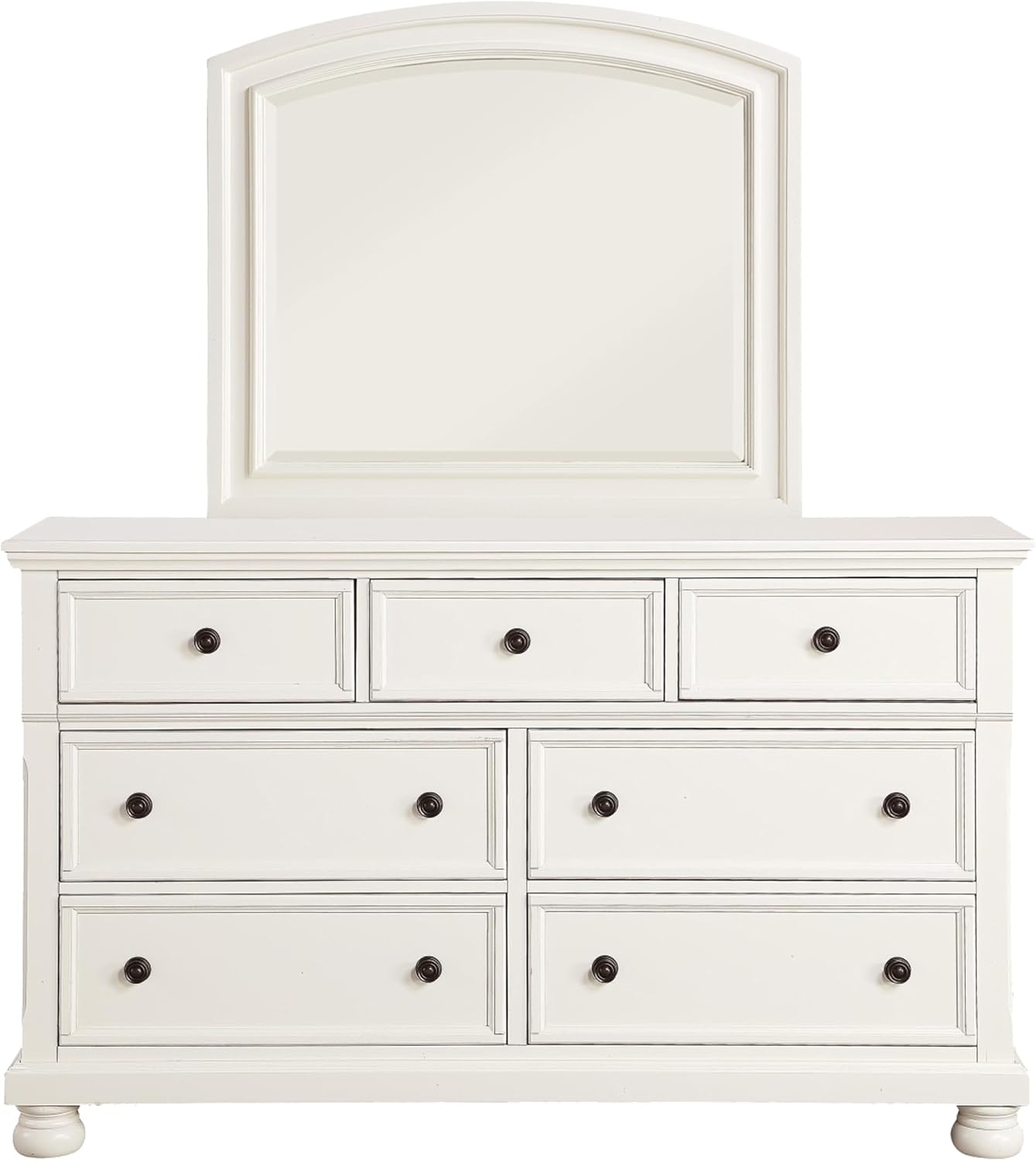Ben Four Piece Queen Size Bedroom Set- Transitional Style- White- Bronze