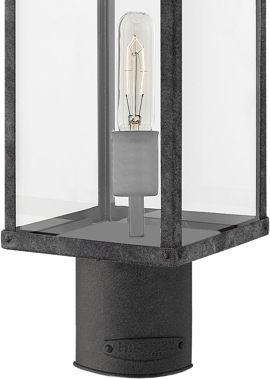 Hinkley Porter 22.75' Outdoor Single Light Low Voltage Post Mount Lantern – Clear Glass, 12V Bulb Included, Pathway Driveway Landscape, Pier Mount Compatible, Post Sold Separately – Aged Zinc