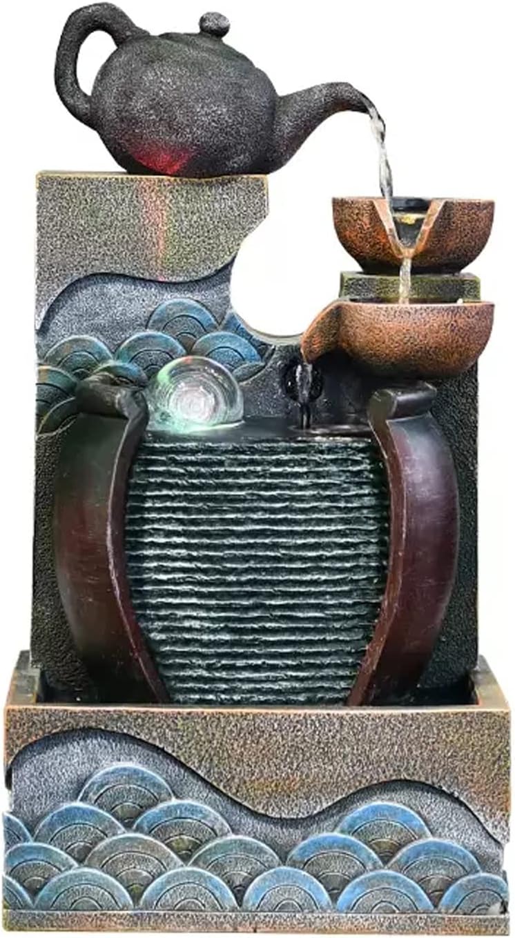 Tabletop Fountain Tabletop Fountain Resin Waterfall Desktop Water Decor Indoor Portable Decorative Meditation with Submersible Pump