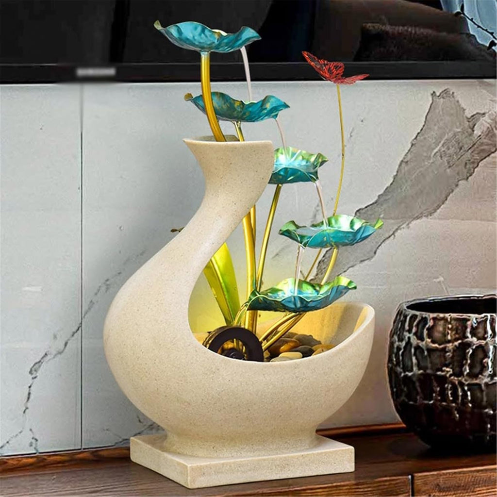 Tabletop Fountain Water Fountain 5 Tier Lotus Leaf Tabletop Fountain Relaxation Waterfall for Room Decoration