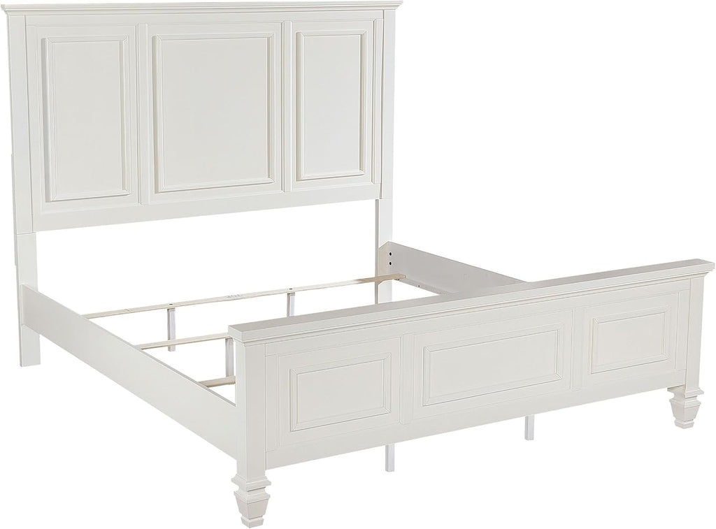 Coaster Home Furnishings Sandy Beach Coastal 5-Piece Bedroom Set Eastern King Size Panel Bed Frame 63-inch Headboard Cream White 201301KEN-S5