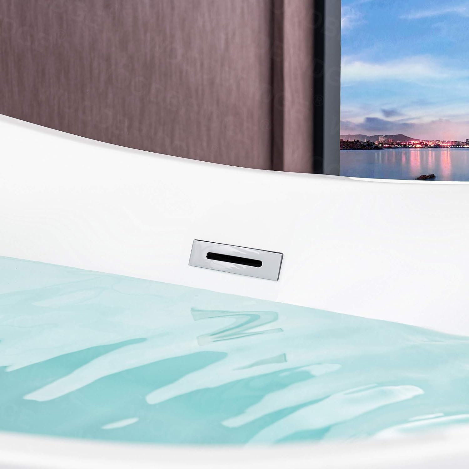 WOODBRIDGE 71'Freestanding White Acylic Soaking Bathtub with Chrome Drain and Overflow,B0017 C