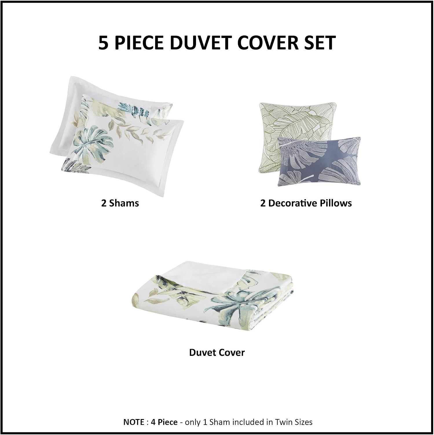 Harbor House 100% Cotton Duvet Cover, Coastal, Beach Cottage Design, All Season, Breathable Comforter Cover Tropical Bedding, Matching Shams, Lorelai Monstera Leaf Green Full/Queen (90'x90') 5 Piece