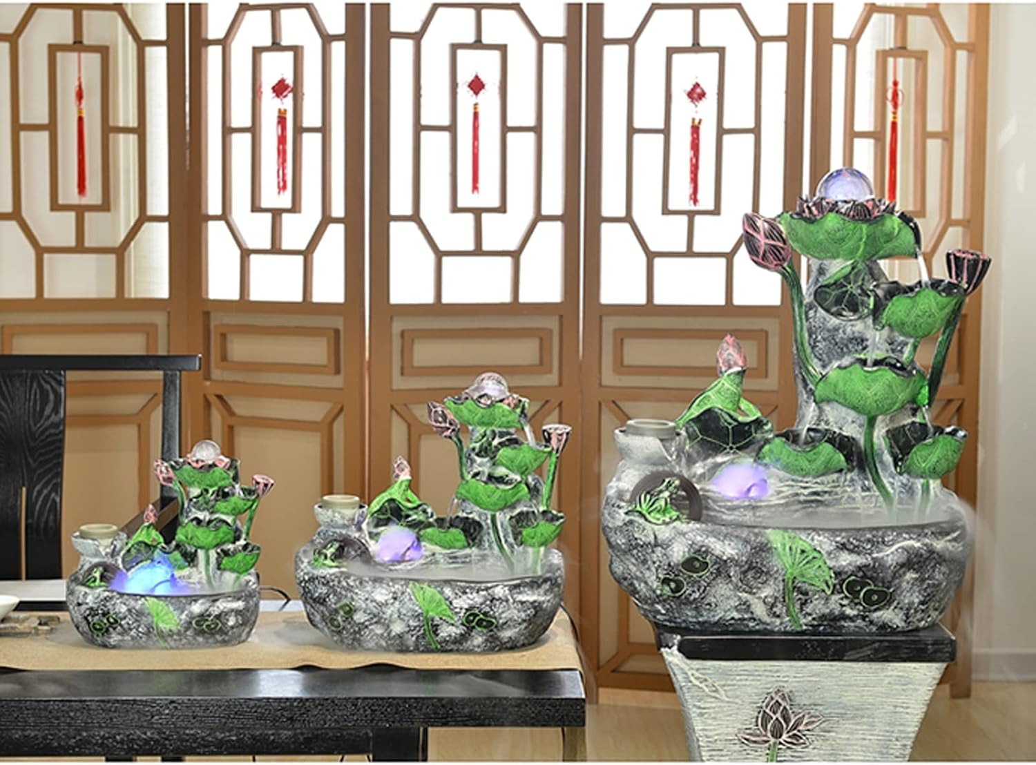 Tabletop Fountain Indoor Fountain Tabletop Waterfall Fountains Relaxation Water Feature Feng Shui Zen Meditation Desktop with Rotatable Ball and Pump for Home Office Spaces Decor(Medium)