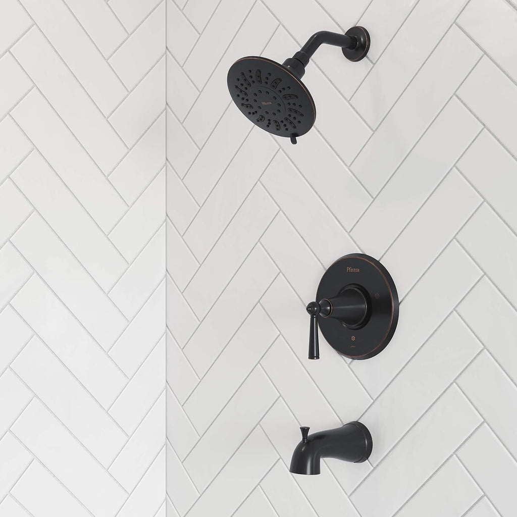Pfister Saxton Tub & Shower Trim Kit (Valve Not Included), 1-Handle, Tuscan Bronze Finish, LG898GL1Y
