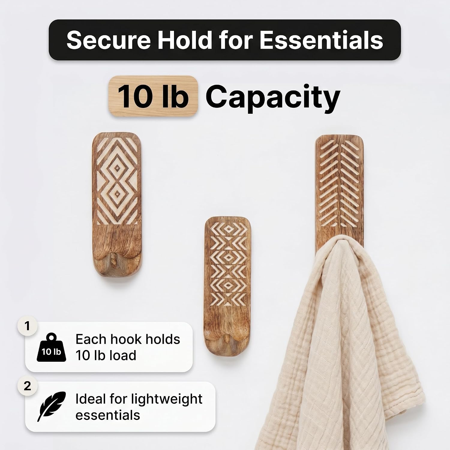 Indian Shelf 150 Pieces Bulk Wood Adhesive Wall Hooks – Wholesale Boho Peel and Stick Hooks for Keys, Hats, Towels, Entryway Decor, Self Adhesive Wall Mounted Hooks for Home Organization