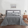 Oversized King Bedspread 128x120 Extra Wide, Ultrasonic Lightweight Bedding Cover, Paisley Pattern, Reversible, 5 Piece, 100% Microfiber, Grey