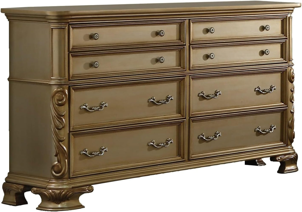 First of a Kind Miranda Gold Queen 5 Piece Bedroom Set