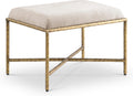 Meridian Furniture 22061Beige Valley Collection Modern | Contemporary Bench with Soft Beige Chenille Fabric, Brushed Brass Forged Iron Metal Legs and Frame, 25' W x 18' D x 18' H, Beige