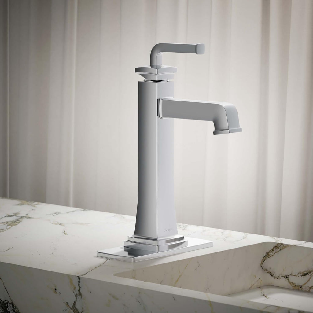 KOHLER 26430-4N-CP K-26430-4N-CP Riff Tall Single-Handle Bathroom Sink Faucet, 5 gpm, Polished Chrome