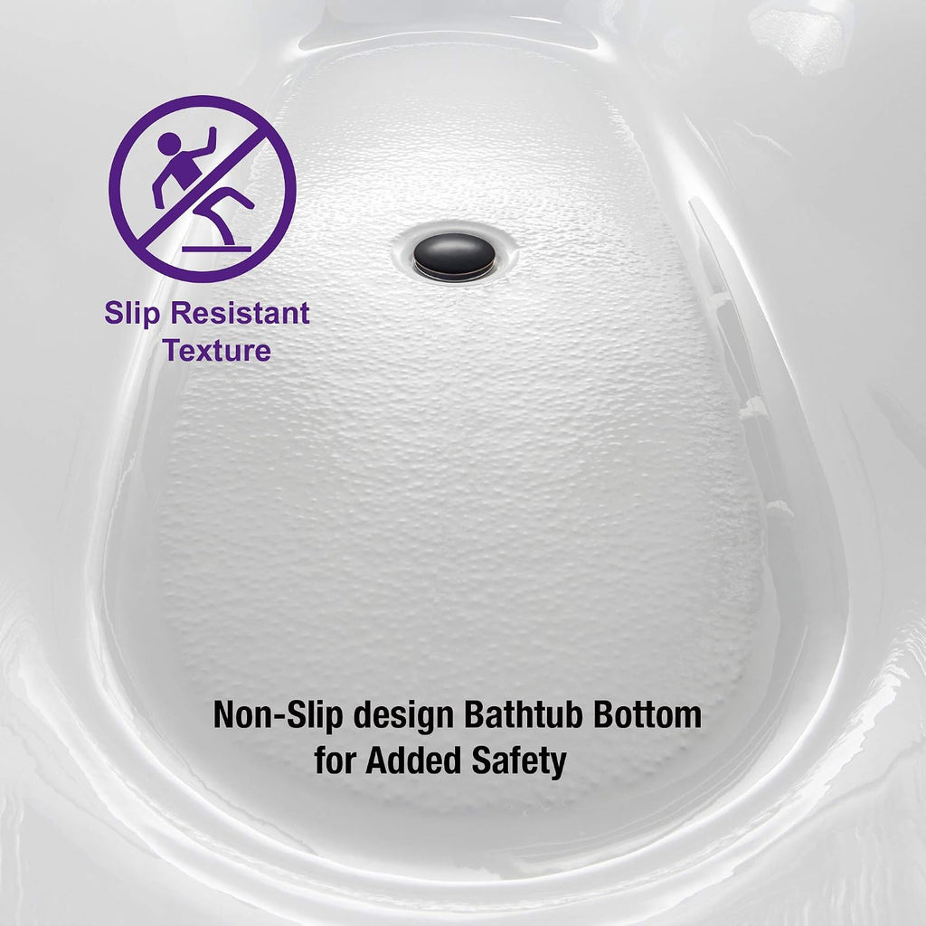 WOODBRIDGE 67'Freestanding White Acylic Soaking Bathtub with Drain Kit and Floor Mount Tub Filler in ORB,BTA1513 -ORB-Drain &O+F0010ORBVT