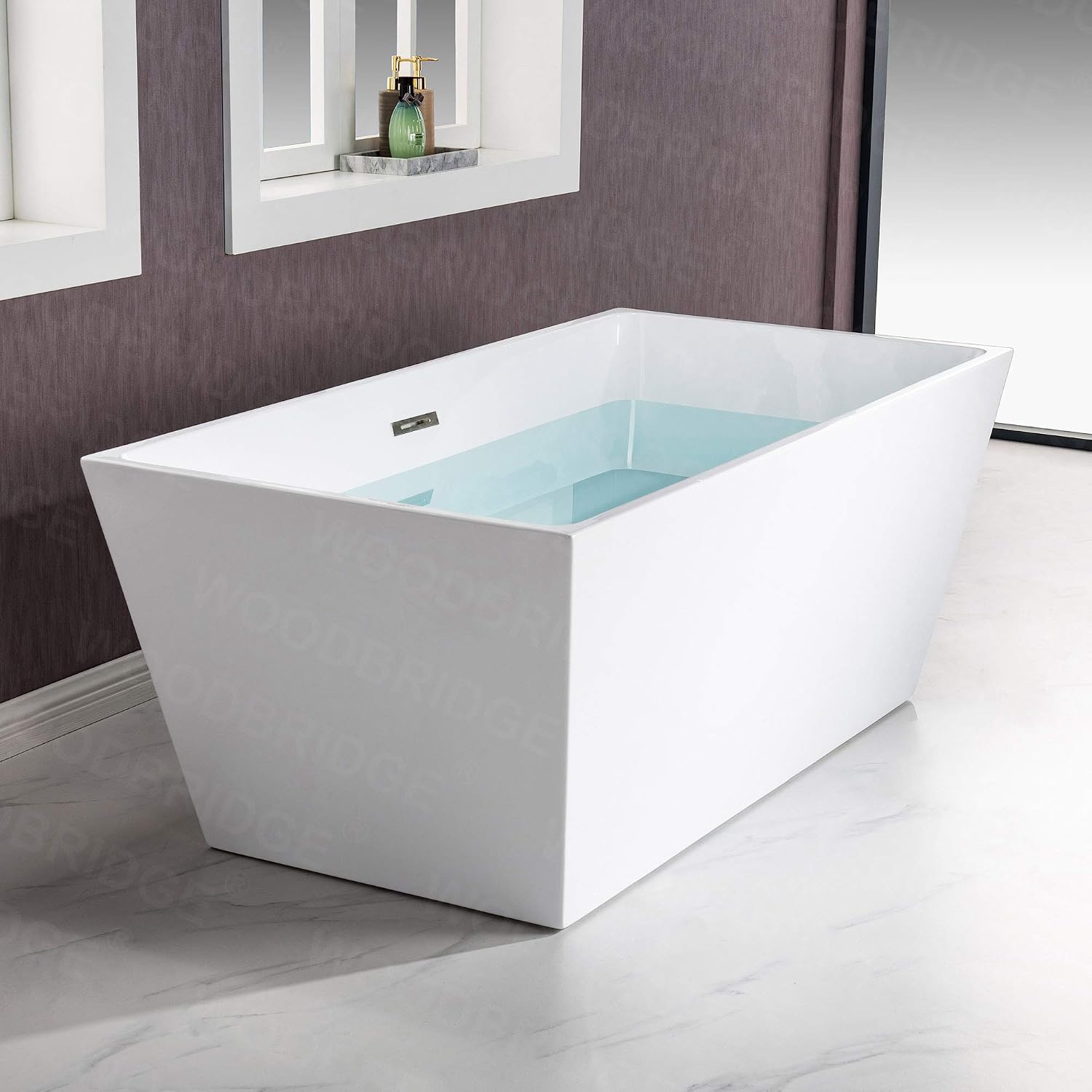WOODBRIDGE B1412-B/N-Drain &O Bathtub, Brushed Nickel (B1412 -B/N-Drain &O)